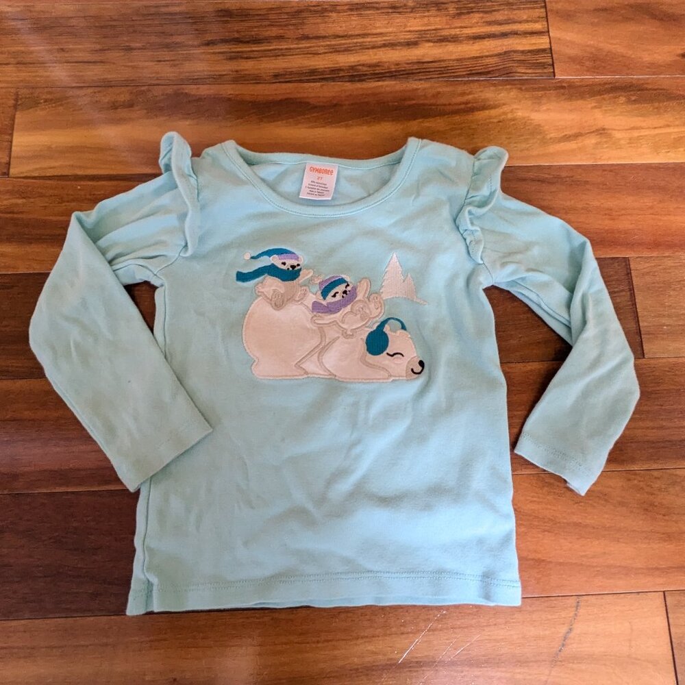 Gymboree Embroidered Polar Bear Flutter Top (2T)